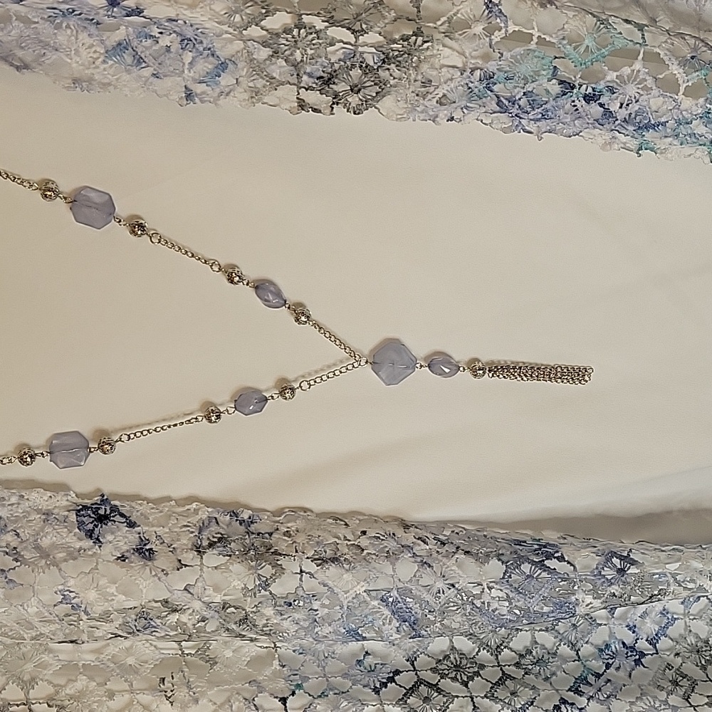 Elegant Blue and White Lace Women's Top - Picture 3 of 7